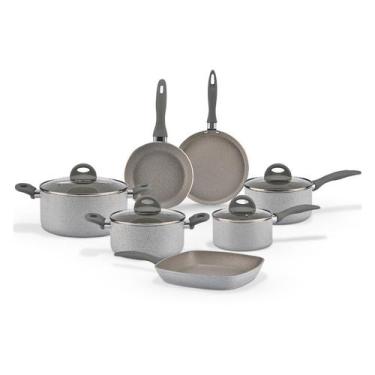 Imagem de Jogo de Panelas Brinox Antiaderente Ceramic Life 7 Peças Marble Blend 
