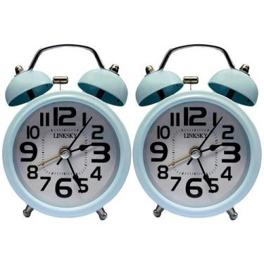 Imagem de Kit 2 Despertador Analógico Vintage De Sino A Corda - Branco - Linksky