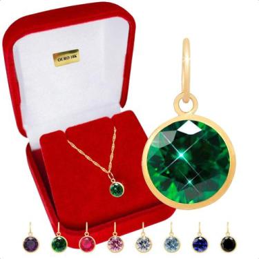 Imagem de Pingente Ouro 18k Ponto De Luz 6mm - Paulistana Joias, Verde esmeralda