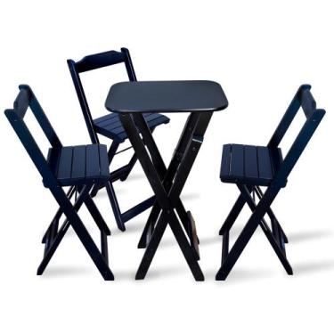 Imagem de Jogo Dobravel Bistro com 3 Cadeiras para Area Gourmet - Preto - TARIMA