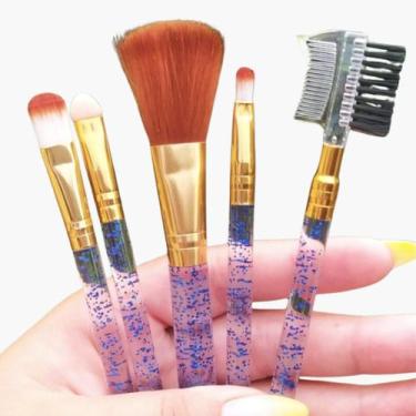 Imagem de  Kit de 5 Pincéis para Maquiagem com Glitter - 01Smart, Sortido