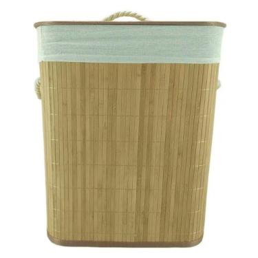 Imagem de Cesto de Roupa de Bambu com Tampa 30X40X50CM - Mimo Style, Bambu Claro