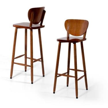 Imagem de Conjunto 2 Banquetas Altas Bistrô de Madeira Lisboa - Melhor Móvel, Im
