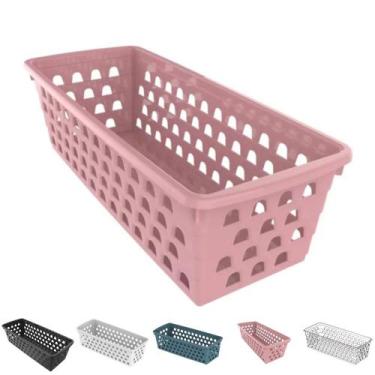 Imagem de Cesto Organizador Multiuso Decorativo Pequeno Comprido p/ Gaveta Armár