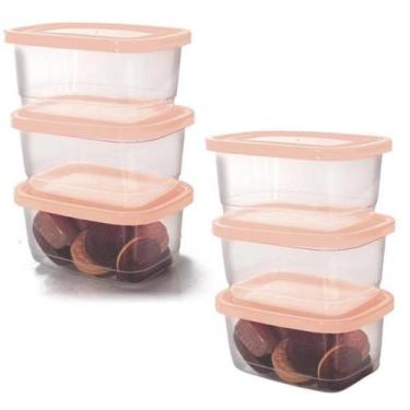 Imagem de Kit 12 Pote De Plástico Retangular Marmita LIvre Bpa Vasilha - HomeBra