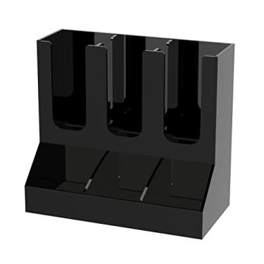 Imagem de Richboom Organizador de copos e tampa, 6 compartimentos com 2 divisórias removíveis, estação de café, dispensador de xícaras, organizador de condimentos, organizador de acessórios, suporte para sala de descanso, escritório, casa - preto