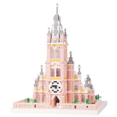 Imagem de Geniteen Micro Mini Building Blocks Pink Church Model Building Set Famous Architecture Model Building Kit, 7017 PCS