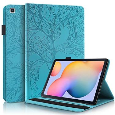 Imagem de Capa para Samsung Galaxy Tab S6 Lite 26.4 cm 2024 SM-P620/SM-P625, capa flip de couro PU com vários ângulos com compartimento para cartão e porta-lápis - turquesa