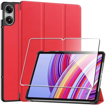 Imagem de Capa para Xiaomi Redmi Pad Pro/Capa Xiaomi Poco Pad, capa rígida de alta qualidade, leve, poliuretano de qualidade, resistente a arranhões, com função de suporte e função hibernar/despertar automática