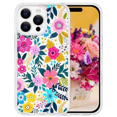 Imagem de Tcaraersing Capa magnética para iPhone 16 Pro Max Flower [compatível com MagSafe] estampa floral transparente à prova de choque [parte traseira de policarbonato rígido macio TPU Edge] Capa fina para