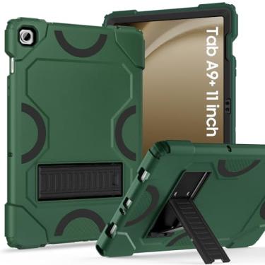 Imagem de MARIWIVI Capa para Samsung Galaxy Tab A9+ modelo 2023 de 11 polegadas (X210/X216/X218), capa protetora resistente à prova de choque para tablet Galaxy Tab A9 Plus (verde alpino + preto)