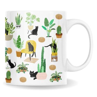 Imagem de Caneca para amantes de gatos e plantas, xícara de café exclusiva com tema de jardinagem e gato, presente de jardineiro para mulheres loucas, aniversário, dia das mães e ideias de presente dos