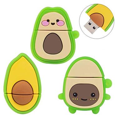 Imagem de LEIZHAN Lindo pen drive USB 32 GB, conjunto com 3 unidades de frutas, silicone abacate, USB 2.0, pen drive, presente