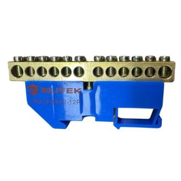 Imagem de Barramento Cobre Neutro/Terra 8 ou 12 Vias C/ Suporte P/ Trilho Din - 