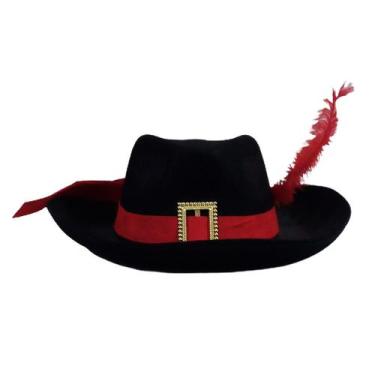 Imagem de Chapéu de Mosqueteiro Adulto com Pena - Extra Festas, Preto