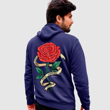 Imagem de Blusa Moletom Genuine Grit Masculina Estampada Algodão 30.1 Roses, Mar