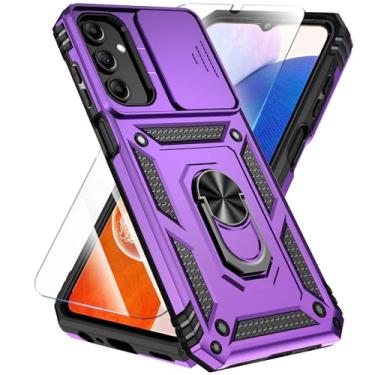 Imagem de SunStory Capa de celular compatível com Samsung Galaxy A16 5G com protetor de tela HD, capa de câmera deslizante e suporte, [grau militar] capa de telefone para Samsung A16 5G (roxa)