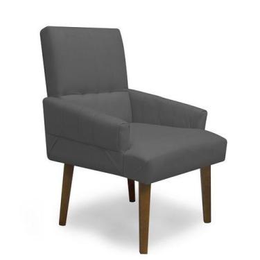 Imagem de Poltrona Cadeira Decorativa Sala de Jantar Itália Suede Grafite - Casa