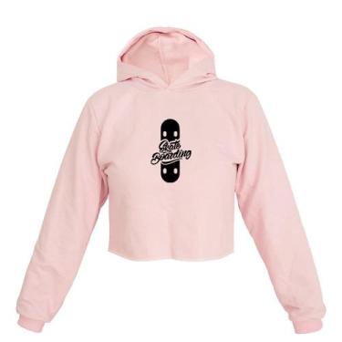 Imagem de Cropped Feminino Moletom Estampa Skate Boarding Capuz Estilo - Ragor, 