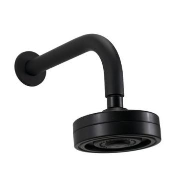 Imagem de Ducha Preto Fosco Auto-Limpante c/ Braço Parede Redondo - AMG Metais