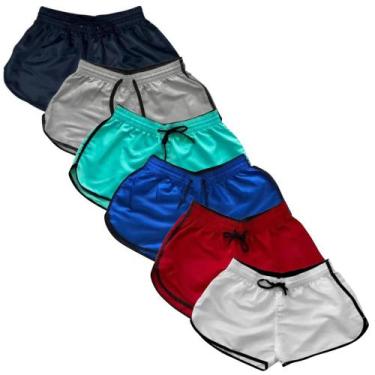 Imagem de Kit 6 Short Feminino Tactel Liso Moda Praia Shortinho Verão - Relaxado