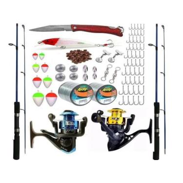 Imagem de Kit Pesca Completo 2 Vara 1,20m 10kg com Molinete e Acessorios - Summe