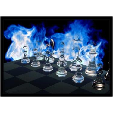 Imagem de Quadro Decorativo Xadrez Tabuleiro Jogos Com Moldura RC016 - Vital Pri