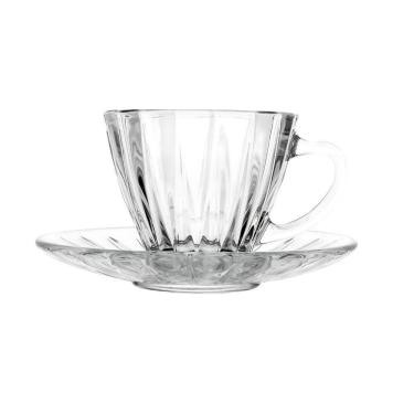 Imagem de Conjunto 2 Xícaras para Chá de Cristal com Pires Radial 180ml 220367 - Lyor