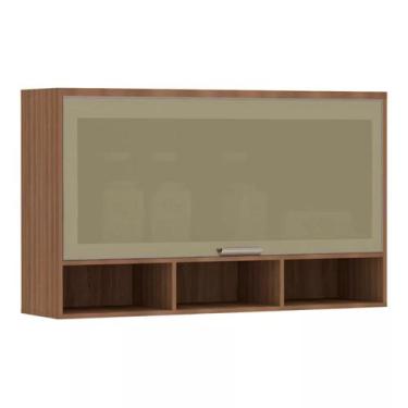 Imagem de Armário Aéreo 120cm 1 Porta Basculante com Vidro Reflecta Lari Luciane