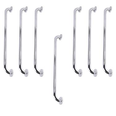Imagem de Barra de Apoio 70cm Inox Kit 7 Unidades Banheiro Box Gestante Idoso Criança Deficiente Proteçao Resistente Corrimao Suporte Segurança