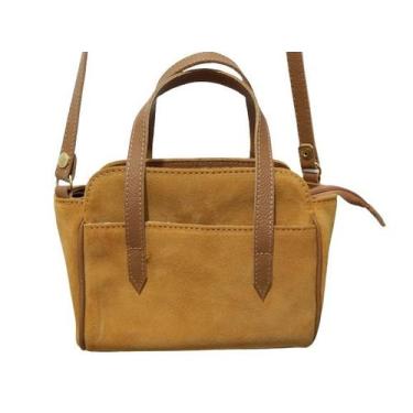 Imagem de Bolsa Pequena de Couro Camurçado Zup - Zup Bags, Caramelo