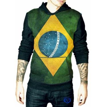 Imagem de Moletom do Brasil masculino Bandeira blusa Adulto canguru - Alemark, P