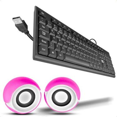 Imagem de Kit Multiuso Caixinha De Som P2 E Teclado Teclas Macias Usb - Maxmidia