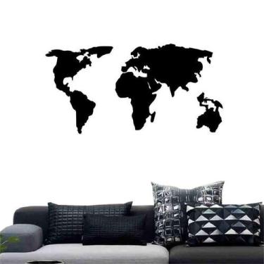 Imagem de Quadro Decorativo Vazado Mapa Mundi Político MDF 6mm Preto - Decoarts