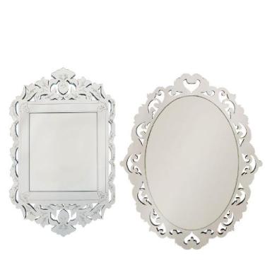 Imagem de Espelho Veneziano Sala Quarto 3873 e 3883 Kit 2 Pçs - CREATUS, prata