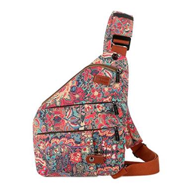 Imagem de Bolsa feminina floral pequena Sling Anti Theft Bolsa de viagem bolsa transversal peito bolsa de ombro XB-16, HS, Small, Bolsa Sling