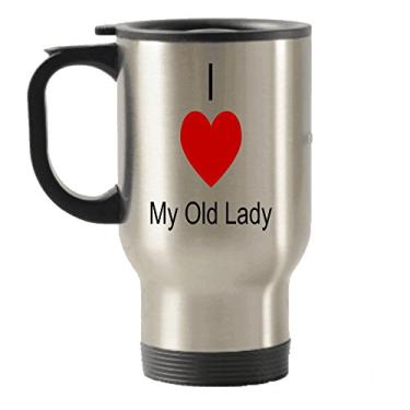 Imagem de Caneca Old Lady Travel Isolada Tumblers - Presente engraçado - I Love - Chá chocolate quente - Natal aniversário