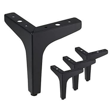 Imagem de Conjunto de 4 pernas de móveis Kyuionty de 15 cm, pernas de sofá de metal modernas para móveis de gabinete, sofá, mesa de cabeceira, pés de móveis triangulares de substituição (preto fosco)
