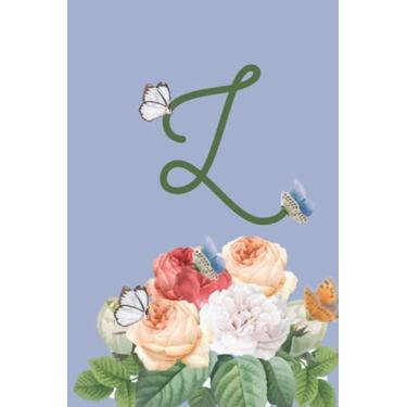 Imagem de L: Notebook: Rose and butterfly Monogram Initial Letter L with green white purple Floral Notebook Journal for Women, Girls and School Wide Rule (6in x 9 in) Paperback 110 page