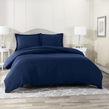 Imagem de Kit Capa de Edredom King 2,50 x 2,70 400 Fios Microfibra Zíper + fronhas - Duvet (Azul Marinho)