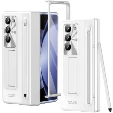 Imagem de YQODSZ Capa para Samsung Galaxy Z Fold 6 com suporte para caneta S e caneta stylus branca, capa protetora de dobradiça Fold6 com suporte, protetor de tela embutido, capa protetora para câmera Z Fold 6