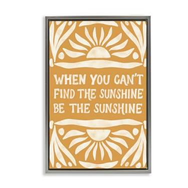 Imagem de Stupell Industries Boho Be The Sunshine Framed Floater Canvas Wall Art Design por Amanda Houston, Moldura Flutuante Cinza, 43 x 63 cm