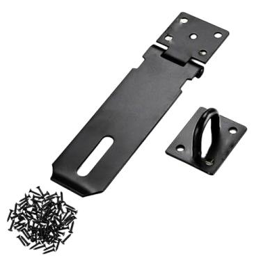 Imagem de Heyous Trava de aço inoxidável preta 12,7 cm 180 graus Fecho de porta de armário antifurto engate de porta ferragens travas para portões portas deslizantes galpões armários recipientes