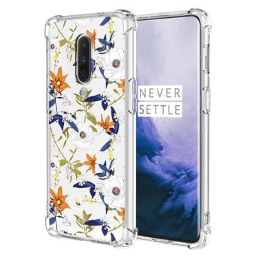 Imagem de RRXSYXL Capa para One Plus 7 Pro com estampa floral transparente, proteção à prova de choque, capa de TPU macio para One Plus 7 Pro, floral colorido
