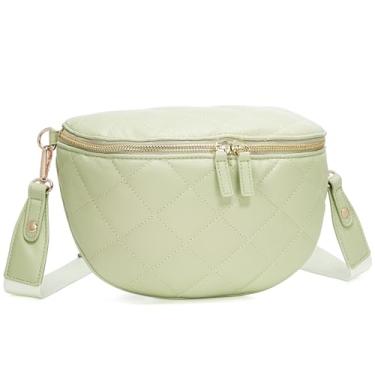 Imagem de MOLSHINE Bolsa tiracolo acolchoada feminina, bolsa tiracolo moderna, bolsa de ombro, bolsa de cintura, bolsa de peito, pochete, Verde Soga, 26 x 17 x 12 cm / 10.24" x 6.69" x 4.72", Moderno