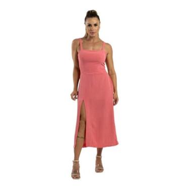 Imagem de Vestido Midi Fenda alça Noivados Festas - CCS MANIA, Coral, G