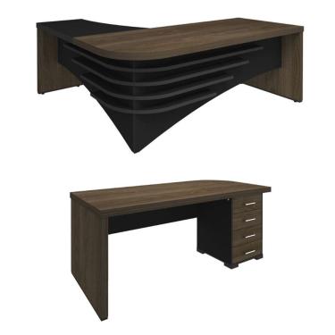 Imagem de Conjunto Escritório Mesas Charuto/preto: 6098 Ld + Mesa 6106