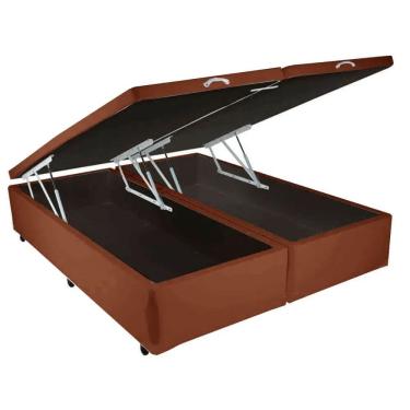 Imagem de Base Box Bipartida Baú Casal em Suede 43x188x138 Universal Cor Marrom