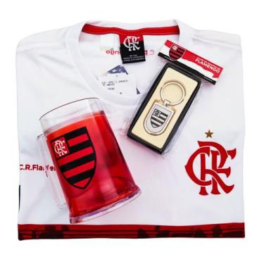 Imagem de Kit Presente Flamengo - Camisa / Caneca / Chaveiro Oficial, G, Branco