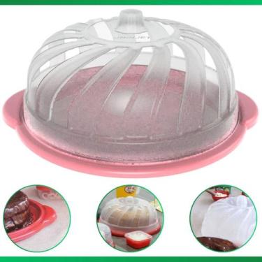 Imagem de Boleira com Tampa Gourmet Com  Alças 30 cm - Uninjet, Rosa